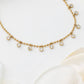 18K Gold PVD Stainless Steal Round Stone Dangle Necklace