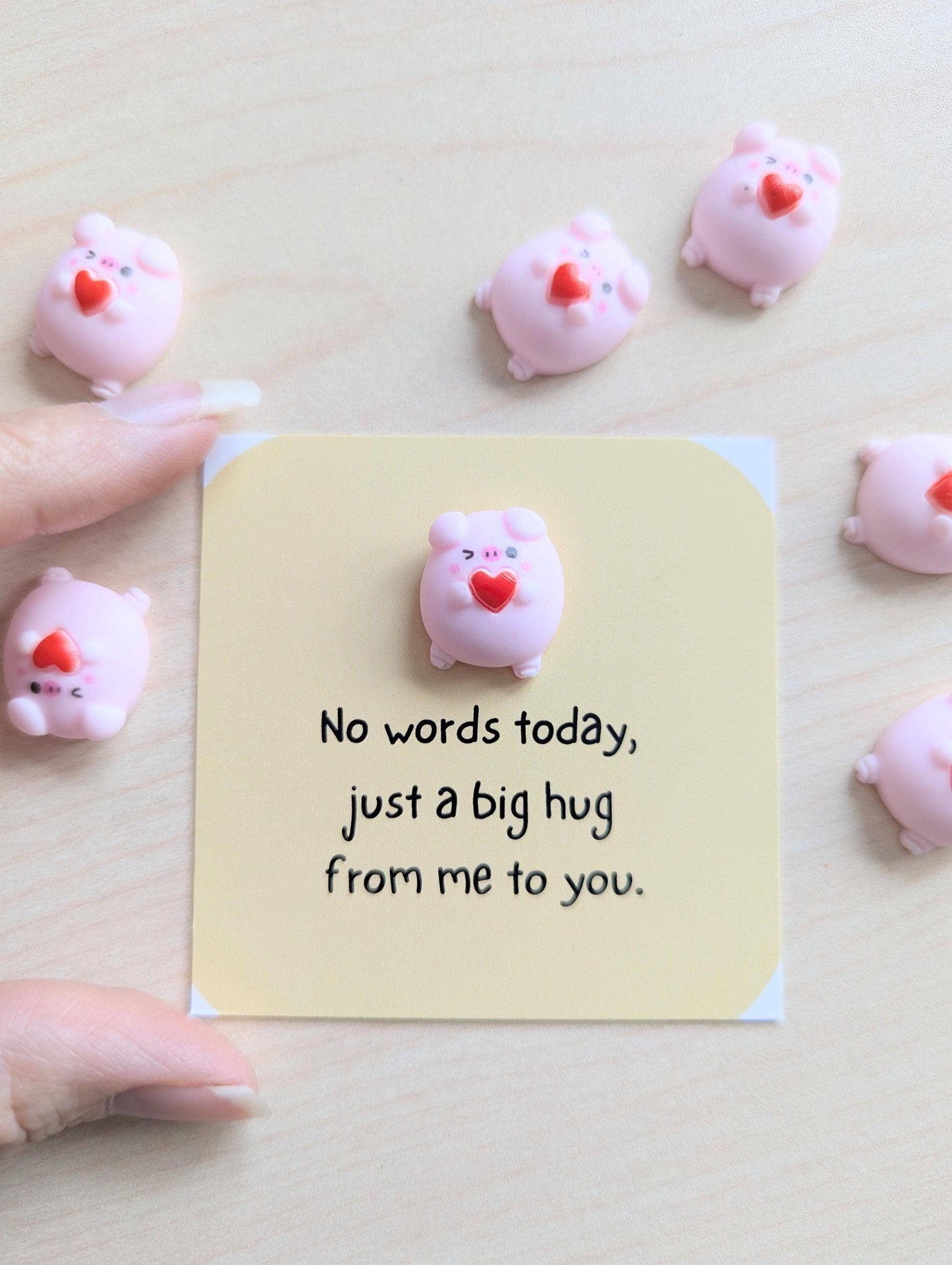 Big Hug Tiny Card - Mini Pig Holding Heart Comfort Gift