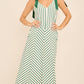 A-line long midi cotton knit dress with stripe