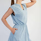 D021237-Sleeveless Mineral Washed Cotton Mini Dress