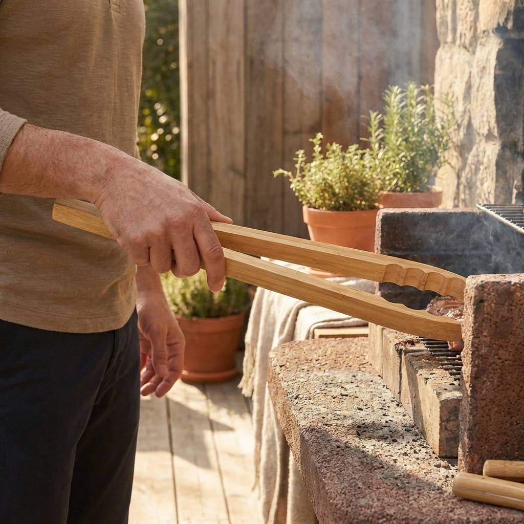19" Bamboo Barbecue Grilling Tong
