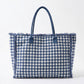 Checkered Fringe Trim Tote Bag