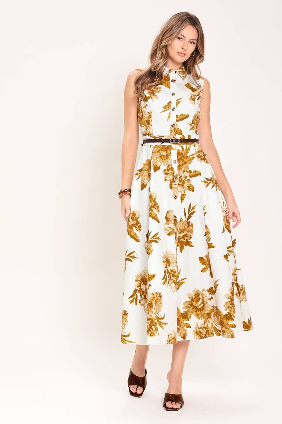 A printed woven midi dress - ID24034