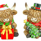 Holly Jolly Christmas Highland Cow 4" Sitter 2 Ast