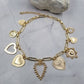 Paperclip Chain Multi Heart Charm Necklace