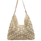 Vintage Woven Straw Crochet Bucket Shoulder Bag