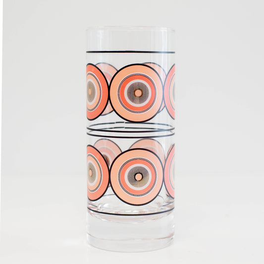 Pink Circles Highball Tall Vintage Cocktail Glass
