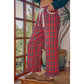 RUFFLED BOTTOM DETAIL CHRISTMAS PLAID CHECK LACE TRIM PANTS