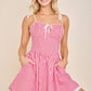 Gingham Corset Tie-Strap Flare mini dress
