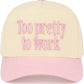Retro Two Tone Cap - Too Pretty To Work - Light Pink/Beige