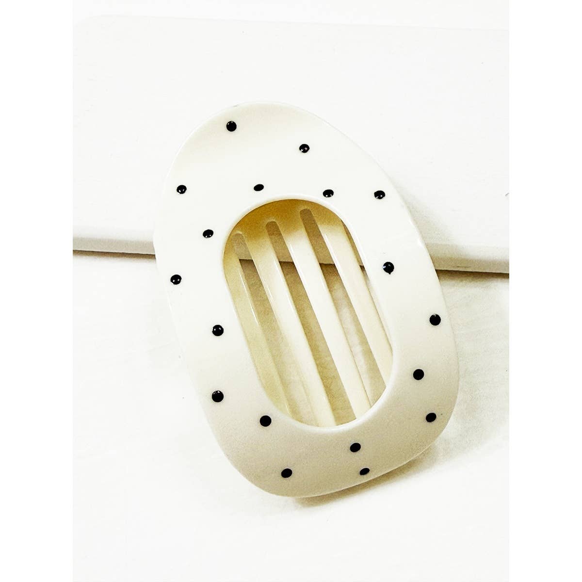 Polkadot Printed Oval Flat Hair Claw