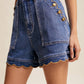 Scallop Button-Side Stretch Denim Shorts LP0277