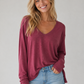 COTTON MODAL SLUB V NK DROP SHOULDER SIDE SLIT TOP FWMT4160
