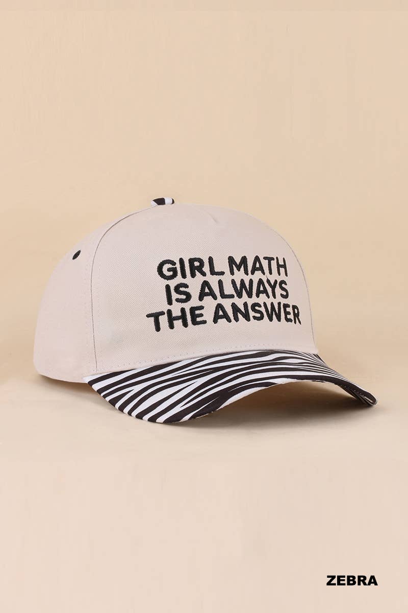 Girl Math Is Always The Answer Two Tone Snapback Hat Zenana Consgt.