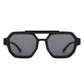Square Geometric Block Aviator Brow-Bar Sunglasses