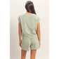 Sleeveless Crew Neck Top and Shorts Set