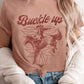 BUCKLE UP COWBOY BOOTS STITCH PATTERN GRAPHIC TEE