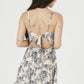C4H63-A986 DOG AND FLOWER PRINT LACE TRIM TIE BACK SUNDRESS