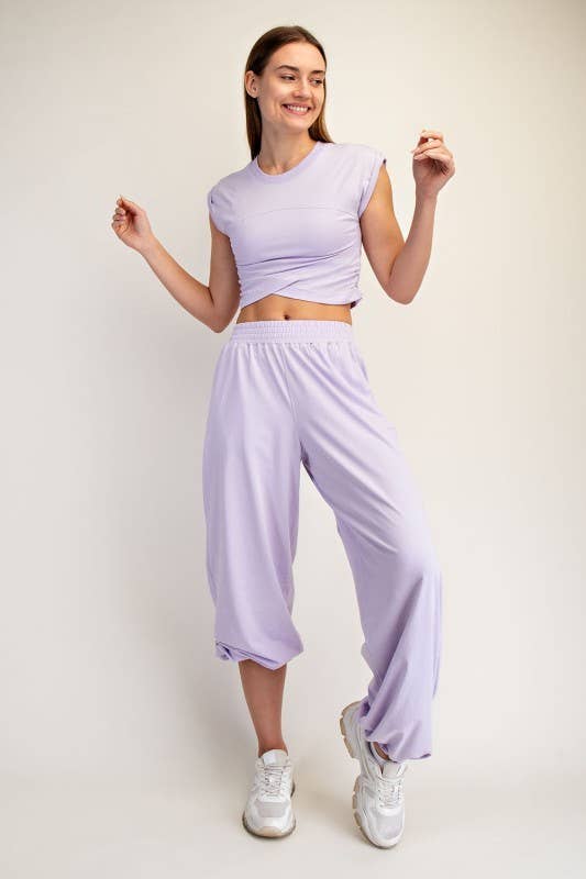 SET430037-Crossover Cotton Lycra Set