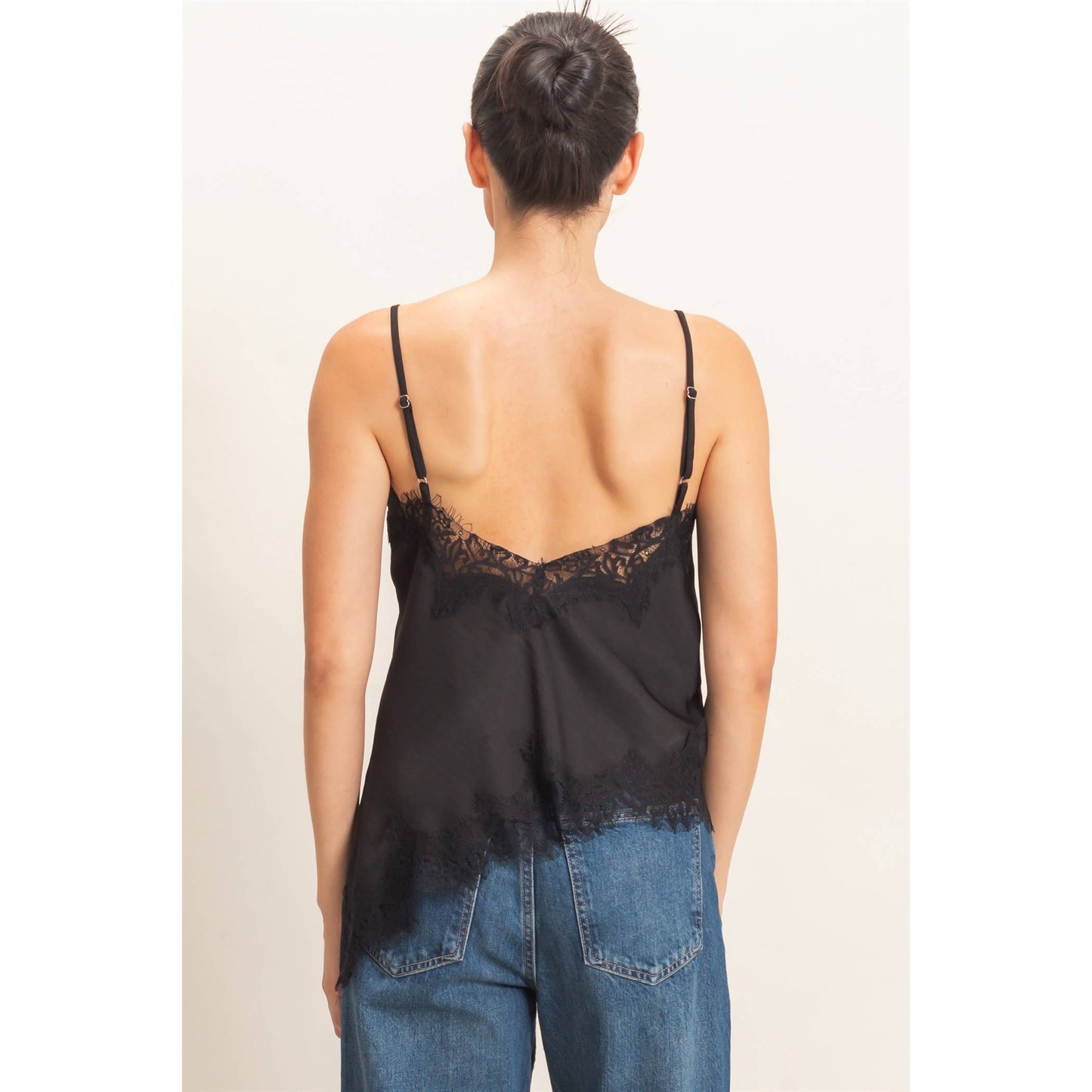 Asymmetrical Satin Lace Top