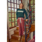 RUFFLED BOTTOM DETAIL CHRISTMAS PLAID CHECK LACE TRIM PANTS