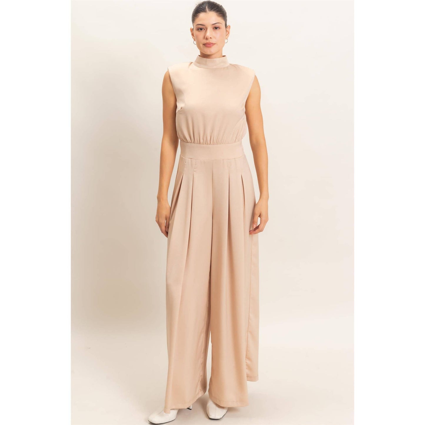 Sleeveless Mock Neck Jumpsuit