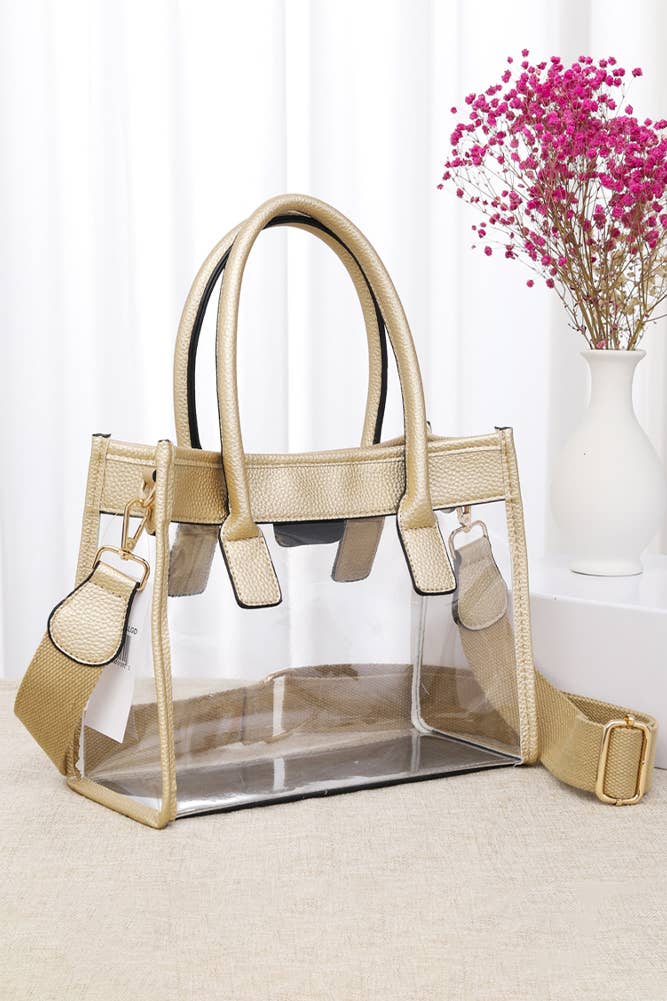 Clear handbag with color trim from Sip and Shop Arizona
