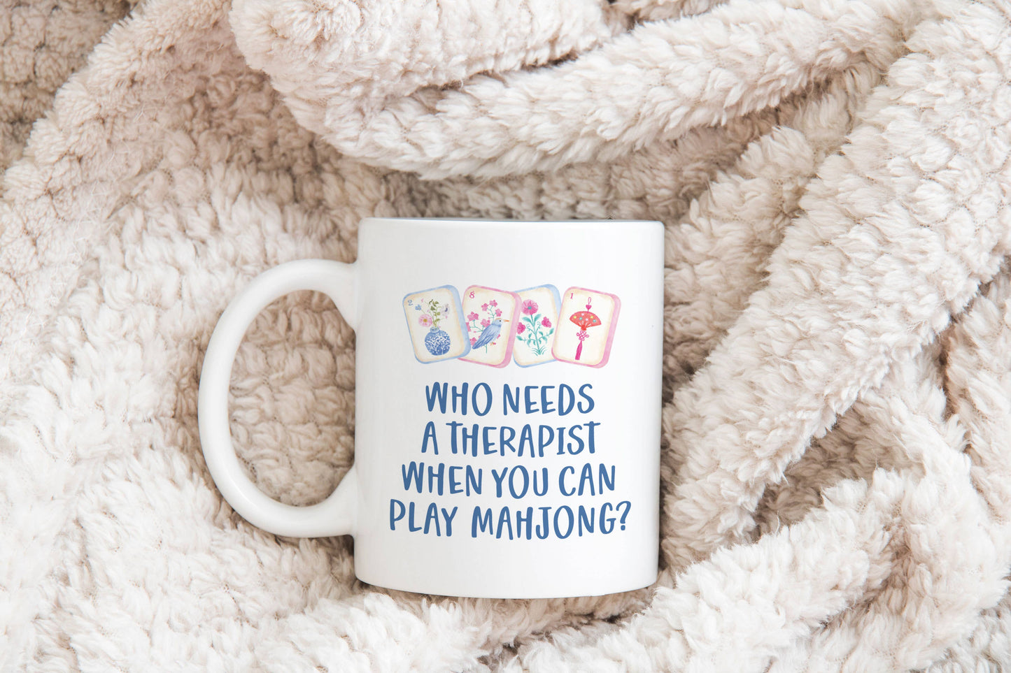Mahjong Coffee Cup Mug Tile Game Decor Hostess Gift Preppy