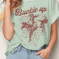 BUCKLE UP COWBOY BOOTS STITCH PATTERN GRAPHIC TEE