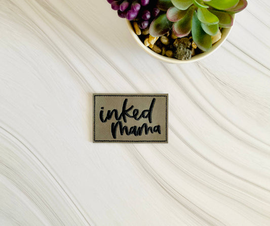 Inked Mama embroidered leather hat patch