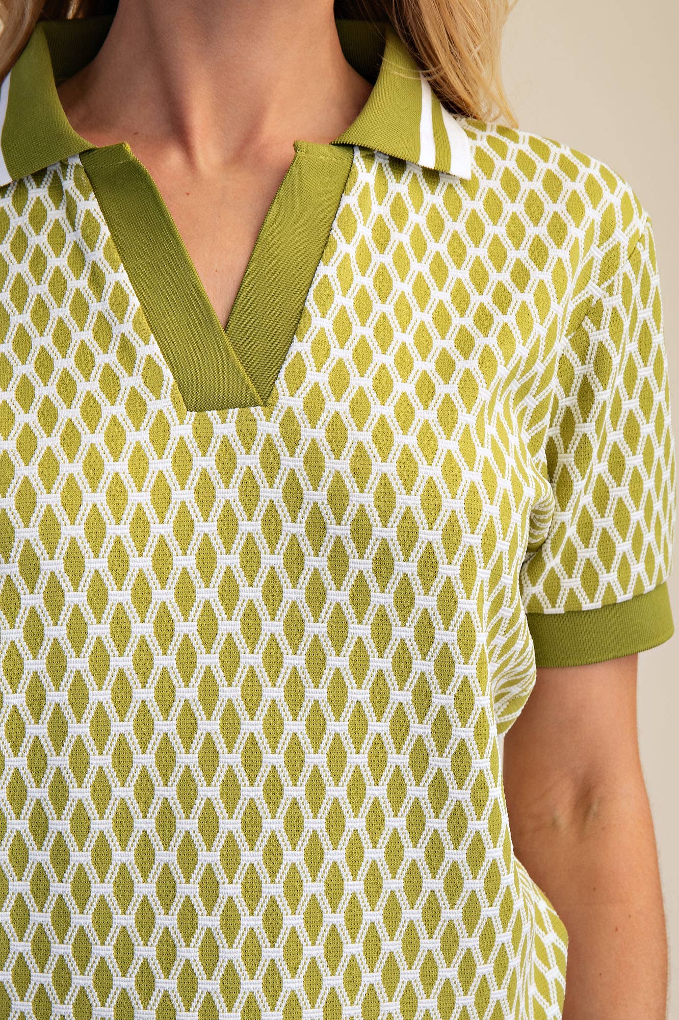 Collar Neck Short-Sleeve Polo Top