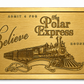 Believe Polar Express Ticket Ornament – Brushed Gold Metal Ornament