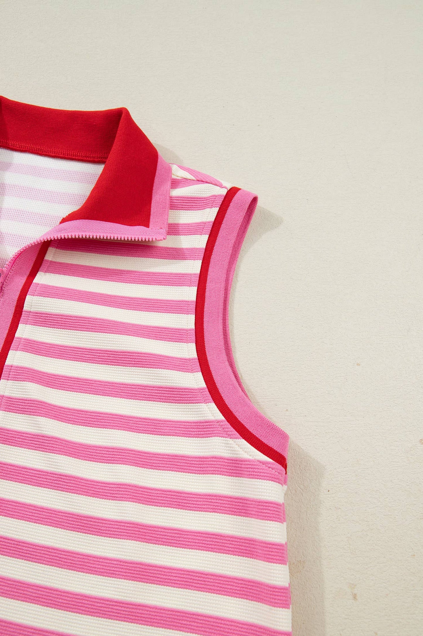 66Spring 2026 Striped Quarter-Zip Sleeveless Top & Skort Set