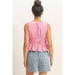 Striped Tie Front Peplum Sleeveless Top