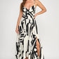 Abstract Print Sleeveless Maxi Dress