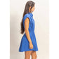 Sleeveless Collared Shirred Mini Dress
