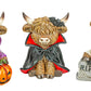 Costumed Halloween Highland Cow 5" Sitter 3 Ast