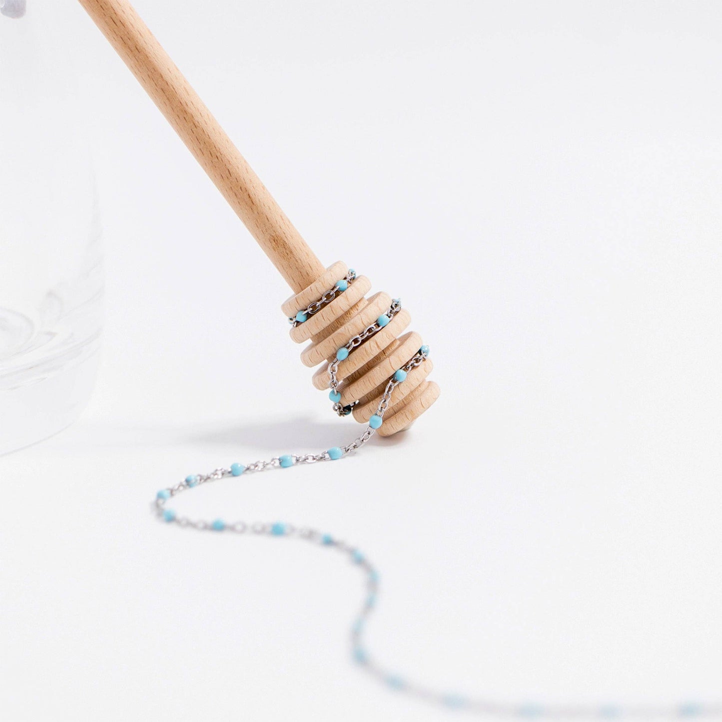 18K Gold Stainless Steel Turquoise Chain Necklace