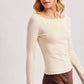 LACE TRIM SQUARE & BOAT NECK 2-WAY KNIT TOP
