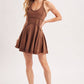 OPEN-BACK WASHED SCOOP HALTER-NECK MINI DRESS