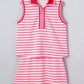 66Spring 2026 Striped Quarter-Zip Sleeveless Top & Skort Set