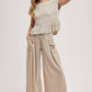 RELAXED KNIT SMOCKED TOP AND WIDE PANTS SET