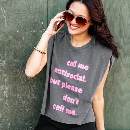 Antisocial Quote Graphic Tee Funny Casual Women Shirt