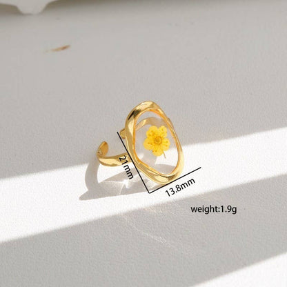 18K STAINLESS STEEL TARNISH FREE FLORAL RINGS | 40R104