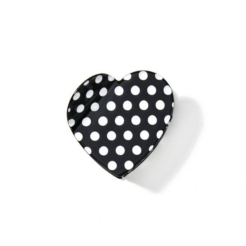 Polka Dot & Striped Heart Hair Claw Clips | 40H1053