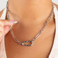 18K Gold Stainless Steel Mixed Link Carabiner Necklace