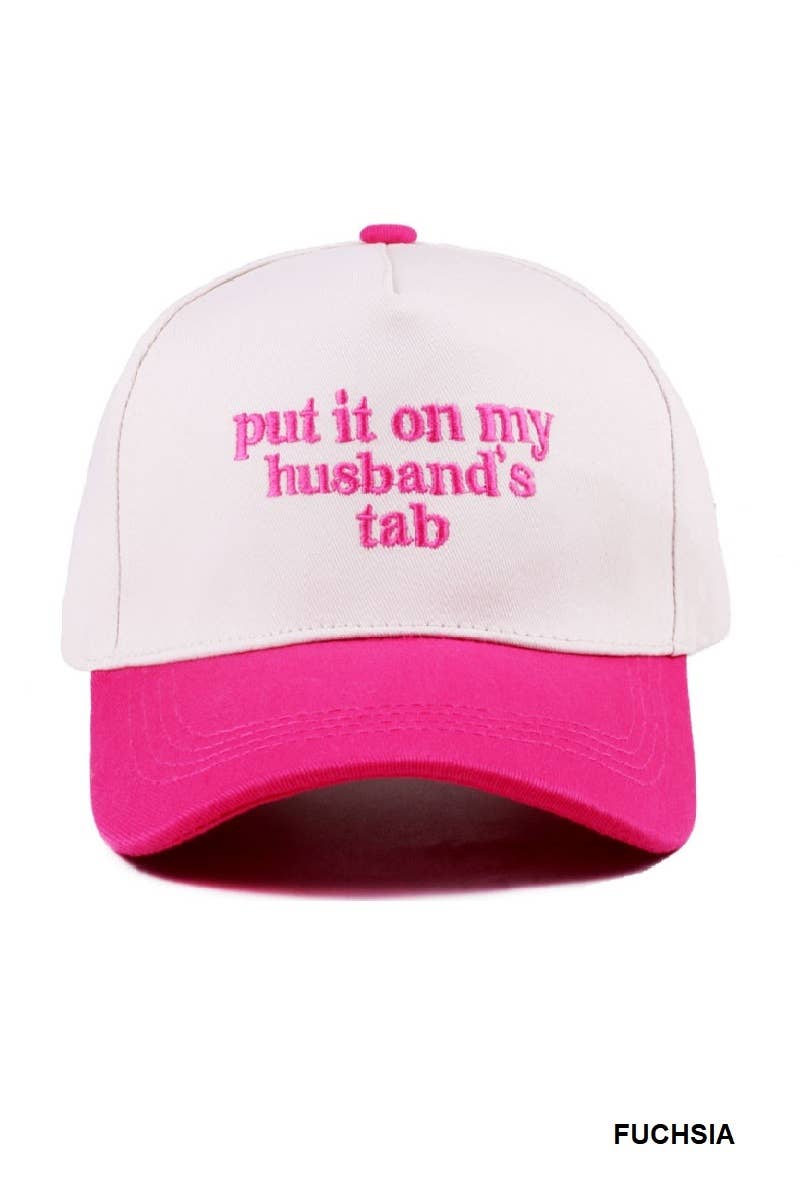 `Put It On My Husband's Tab Two Tone Canvas Cap