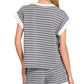 Stripe Contrast Trim Top And Shorts Set