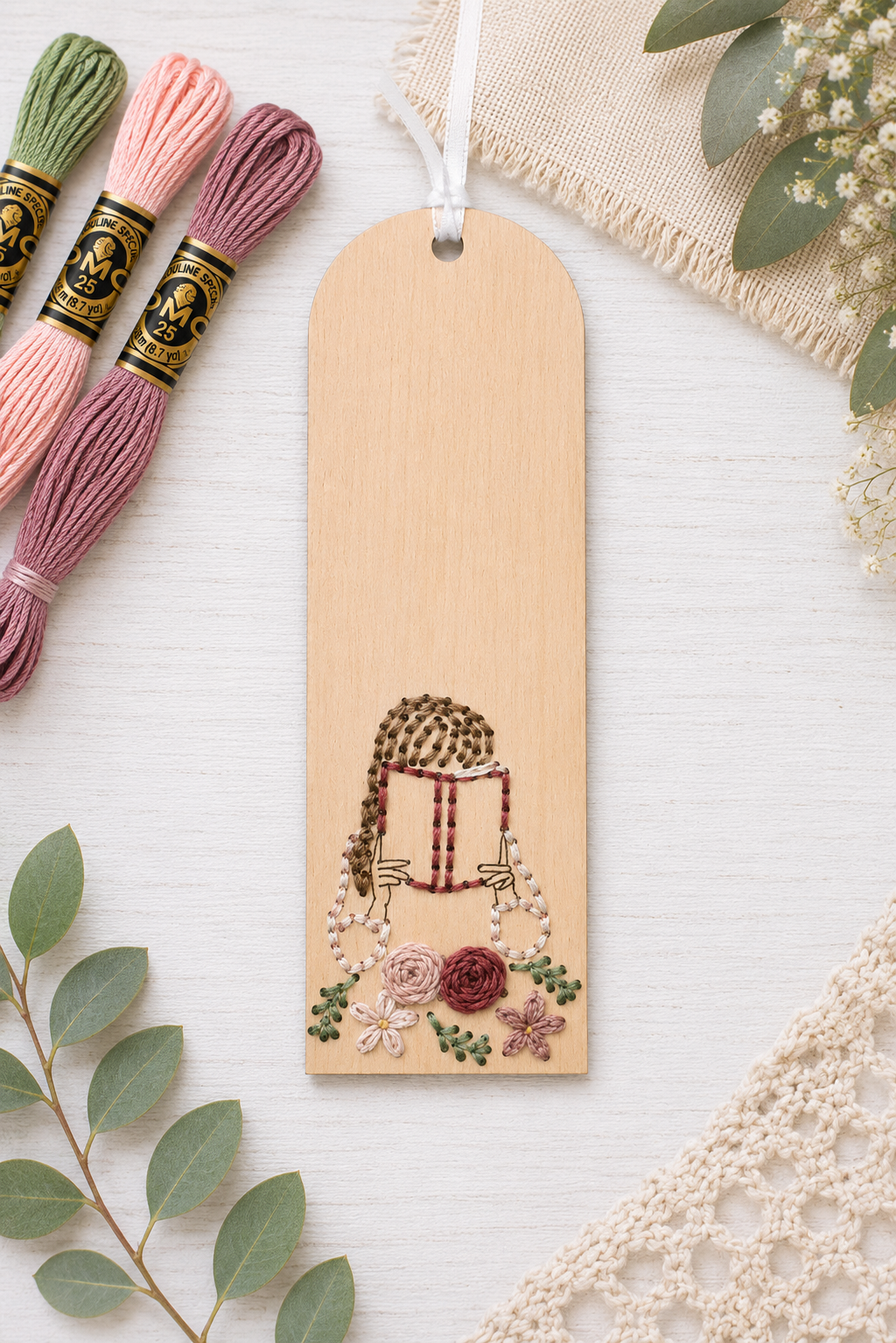 Set of 3 DIY Book Lover Bookmark Collection Embroidery Kit