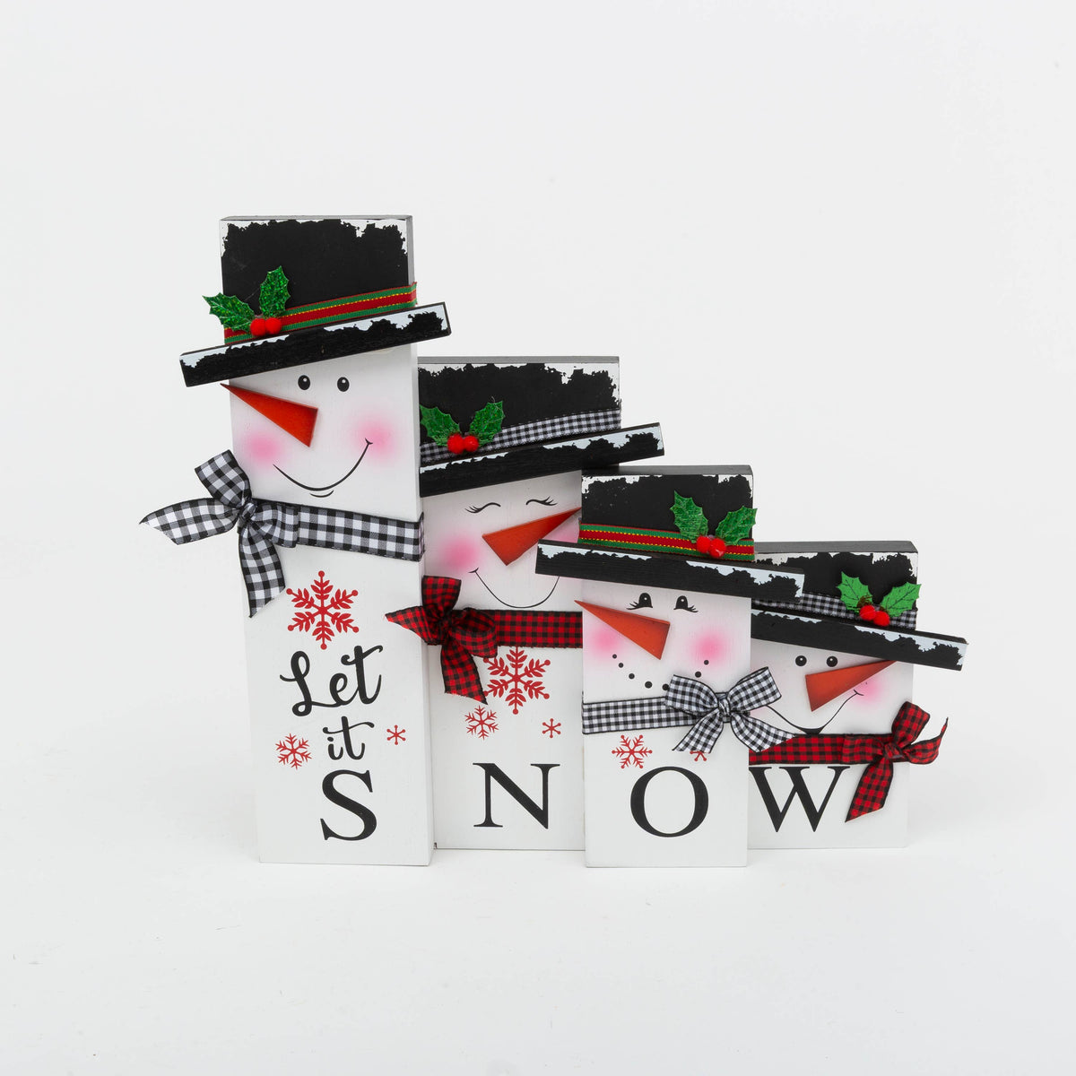 Christmas 16.1" Wood Holiday Snowman Family Decor